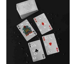 TEMU Carte da gioco argentate - Struttura ispessita - Adatte a tutte le età, design con texture antiscivolo su entrambi i lati, adatte a - Capodanno, Festa della Birra, Pesce d'aprile