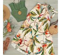 TEMU Completo da donna composto da canotta verde stampata e abito a conchiglia, set di due pezzi per estivi