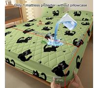 TEMU Coprimaterasso impermeabile, traspirante e , facile e moderno, con sfondo verde e motivo gatto , per la camera da letto come copriletto stampato, coprimaterasso