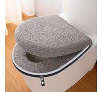 TEMU Copriwater invernale a in due pezzi, tappetino per WC con cerniera, cuscino impermeabile per sedile WC, universale per copriwater