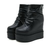 TEMU corti con suole spesse e aumento di altezza , caratterizzati da un elegante design pieghettato e cerniera posteriore, come da donna, scarpe da donna