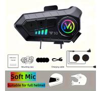 TEMU Cuffie per da moto Y10, progettate per caschi da moto, dotate di batteria integrata da 1000 mAh, adatte per la riproduzione di musica, compatibili con microfoni morbidi e duri