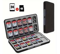 TEMU Custodia per Giochi /Blu - Scatola Porta Giochi con 24 Slot per Carte e 48 Slot per Micro SD, Custodia per Carte Switch - Rigido, Rivestimento in Silicone