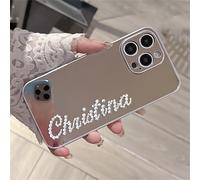 TEMU Custodia per Telefono: Custodia Antishock con Personalizzato, Lettere e Strass, Design a Specchio per iPhone 16 15 14 13 12 11 Pro Max Plus