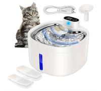 TEMU CW-WSJ2 Fontana per e Cani - 88oz/2.6L Senza con Finestra Livello Acqua, di , Ultra Silenziosa a Batteria ( 2 Filtri) - Regalo per Halloween & Natale