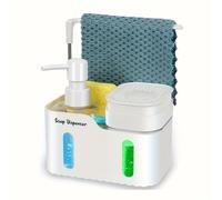 TEMU Distributore di detersivo per lavastoviglie, bottiglia per liquido, senza batteria, pompa manuale, stazione per lavaggio stoviglie da cucina , spugna con liquido