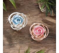 TEMU Due anelli elastici abbinati per coppie con rosa traforata, eleganti e : regalo per San Valentino o come d'amore in stagione