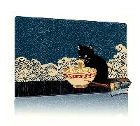 TEMU -E - Tappetino da Gioco TCG Gatto e Ramen - 24X14 Pollici, Tappetino da Gioco Giapponese Originale, a Motivo Ondulato, un Orientale Unica, per gli Appassionati di PG