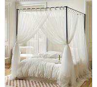 TEMU Elegante Baldacchino da Letto in Rete Grigio & - , Traspirante per Decorazione Camera da Letto, Dimensione Extra Large, Non