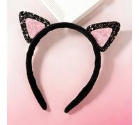 TEMU Fascia per capelli in flanella con orecchie da gatto e di verde, 1 pezzo, articoli più economici disponibili, serie a tema rosa con stella del cinema gatto, accessorio per capelli per uso