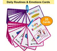 TEMU Flash Card, Set di Routine Emozioni Carte di Apprendimento, Educativo, Prescolare, Flashcard, , per Bambini Piccoli 6-9 Anni