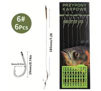 TEMU FTK Set da 6pz di Attrezzatura per Ami da Pesca alla Carpa con Lenitore da 18,5 cm/7,28 pollici 30-60lb 2/4/6/8 # Accessori per Ami da Carpa Gruppo Feeder Europa