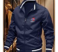 TEMU Giacca da baseball da con design trendy americano, moda , stampa pennellate norvegesi, giacca casual da esterno e inverno, a