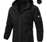TEMU Giacca da con cappuccio foderata in pile, con tasche con zip, cappotto con zip blu, regalo per inverno