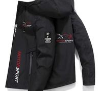TEMU Giacca da da moto da - Giacca antivento con chiusura a zip, cappuccio regolabile e tasche multiple - Equipaggiamento da moto in poliestere per