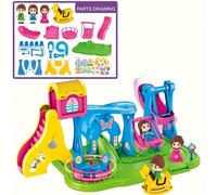 TEMU Gioco di costruzione vivace a tema per bambini, con una casa delle bambole dotata di , scivoli e un carosello, per puzzle e di gioco, come regalo di compleanno
