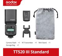 TEMU Godox TT520III Flash per Fotocamera 8 Livelli di Potenza 400 Flash a Potenza Massima con Lanciafiamme RT-16 e Contatto Singolo Hot Shoe per Fotocamere Canon Sony Nikon Fuji