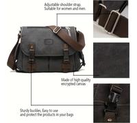 TEMU Grande Borsa Vintage per Libri Compatibile con Laptop - Borsa a Tracolla Regolabile Adatta per e Donne, Borsa con Chiusura a Fibbia, per Scuola, Viaggi, Casual & ()