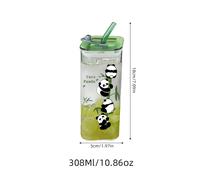 TEMU in Vetro con Panda Stampato Senza , per , per Latte, per Frappè, per Bevande, da Caffè. Stampa Originale con e Cannuccia, con Cannuccia, Adatta per National Treasure , Adatta per , per Ufficio