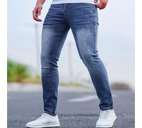 TEMU Jeans skinny slim-fit da per e inverno 2025, color blu vintage, design aderente e flatterino, per un look casual