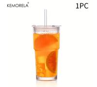 TEMU KEMORELA 1/2 pezzi INS Bicchiere in Vetro a Righe Verticali Grande Capacità con e Senza , Bicchiere per Bevande Fredde, Bicchiere per , Bicchiere per Acqua