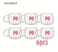TEMU KEMORELA 2/6 Pezzi in Vetro a Forma di Zucca con , Bicchiere da Bevanda Monostrato Riutilizzabile per Caffè Con e Per Latte Espresso Capuccio Mocha,