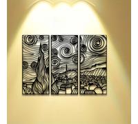 TEMU Kit da 3 Quadri Metallici "La " di Van Gogh, 40 cm, Murale , Decorazione per Letto, Elegante Appendipareti, Regalo per Festa della , Festa del Papà e Altre
