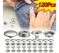 TEMU Kit di 120 bottoni a pressione in acciaio inossidabile resistente da 15 mm per coperture di barche, artigianato in pelle, tela, jeans, giacche, borse e abbigliamento