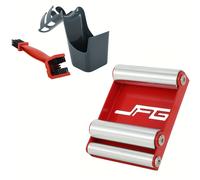 TEMU Kit di Pulizia Catena Moto con Supporto Ruota, Cavalletto Paddock per Gomme <180mm Larghezza, 3 Spazzole a Setola & Porta Olio e - Kit Completo Manutenzione Motocicletta