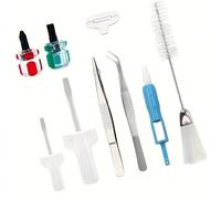 TEMU Kit di pulizia per macchina da cucire, pinzette in metallo, spazzola a testa, cacciavite e infila-ago - Set da 9 pezzi per uso