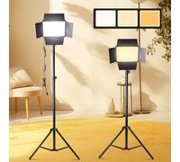 TEMU Kit luce video LED, illuminazione da studio regolabile per fotografia, 4 pannelli ombreggianti inclusi, 3 modalità con presa USB e treppiede di 63, anche come dono