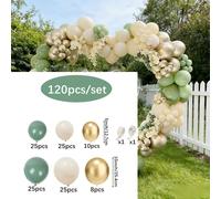 TEMU Kit per a di palloncini da 120 pezzi verde , sabbia e - Palloncini e dorati - per matrimoni, feste a tema , lauree e feste di del genere - palloncini metallizzati cromati sabbia