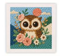 TEMU Kit per Punch Needle con cornice, 1 pezzo, motivo gufo per adulti principianti, kit Punch Needle animali, facile artigianato fai da te, decorazione, regalo, 25x25cm/9.84x9.84 pollici