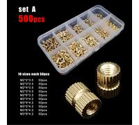 TEMU Kit scatola con inserti a tassello filettati in ottone massello per , 500/750/1400 pezzi, set di dimensioni M2 M2.5 M3 M4