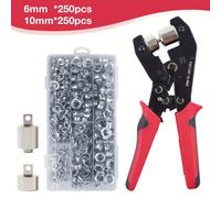 TEMU Kit Utensili per Occhielli a Cricchetto Resistente con Occhielli da 1/4" e 3/8", Punzone Multidimensionale, Occhielli e Anelli per Teloni, Tessuti, Pelle, Tende, , Tela e