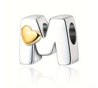 TEMU La serie Su-Carata S925 argentata 26 perline a forma di cuore con lettere dall'A alla Z, progettate con un fascino elegante per di gioielli, come regalo persona amata per compleanni o festività.