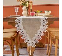 TEMU Lace Rectangular Linen Table Runner, White Lace Vintage Long Tablecloth, 1pz
