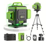 TEMU laser 360 autolivellante con treppiede, laser 4D, laser a linea incrociata 4x360° per progetti di costruzione, ristrutturazione, piastrelle per pavimenti, strumento di livellamento laser