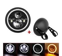TEMU LED da moto da 5,75 pollici con alloggiamento, universale per Harley, , Cafe, Racer, Bobber, Honda CB400, senza batteria