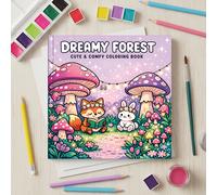 TEMU Libro da colorare Animali della Foresta: Libro da colorare con Volpe, , Casa di Funghi, Tema Foresta da Cartone Animato, 24 , Stampa su un , Interne Spesse 120G, con di Carta e Albero