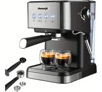 TEMU Macchina da espresso semi- italiana Aeomjk | Pressione 20 bar, professionale per cappuccino e con montalatte a vapore, serbatoio dell'acqua staccabile da 1,5L, acciaio inossidabile 304L