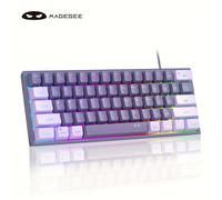 TEMU Mini Tastiera Gaming MageGee 60% con Retroilluminazione RGB, Design Ergonomico TS91, Layout da 61 Tasti per pz/MAC/PS4/ One - Viola