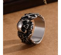 TEMU Nuovo Anello in Rame a Testa di con su Entrambi i Lati, con Chitarra, Fiori, Croce, Stile , da Indossare, Regalo per Halloween, per Adolescenti