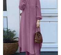 TEMU Nuovo Set Abaya 2 pezzi - Elegante Abito da Donna Multibutto Lunga Pantaloni a Larga Senza per Ramadan Pendolarismo
