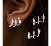 TEMU Orecchini Argentati Bling Bling, 1 , Orecchini a Lobo Sintetici con Artiglio per Donne - Eleganti, Adorabili, per Regali di Natale, Halloween, Ringraziamento e