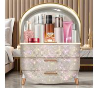 TEMU Organizzatore per Trucco Glam con Strass e Antipolvere - Custodia da Toeletta a 2 Livelli Adatta per della Pelle e Cosmetici, Scatola Portaoggetti con , Prodotto di