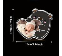 TEMU Ornamento da scrivania in acrilico a forma di cuore 2D personalizzato, con un design di orso e caricata. Un regalo unico per battesimo per famiglia, , e figlie-un dono