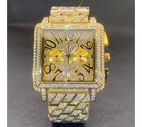 TEMU Orologio da Ice Cold completamente di strass, orologio sportivo multifunzionale con cronometraggio hip-hop, orologio con personalità e con