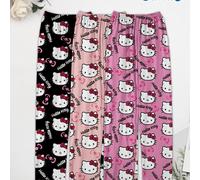TEMU Pantaloni da pigiama Hello Kitty con stampa cartone animato latte, e , set a 3