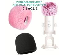 TEMU Paraparete Color Rosa e Schiuma per Blue Yeti, Microfono a Condensatore Blue Yeti Pro USB, Paraparete per Microfono da Interno e Esterno 1 schiuma + 1